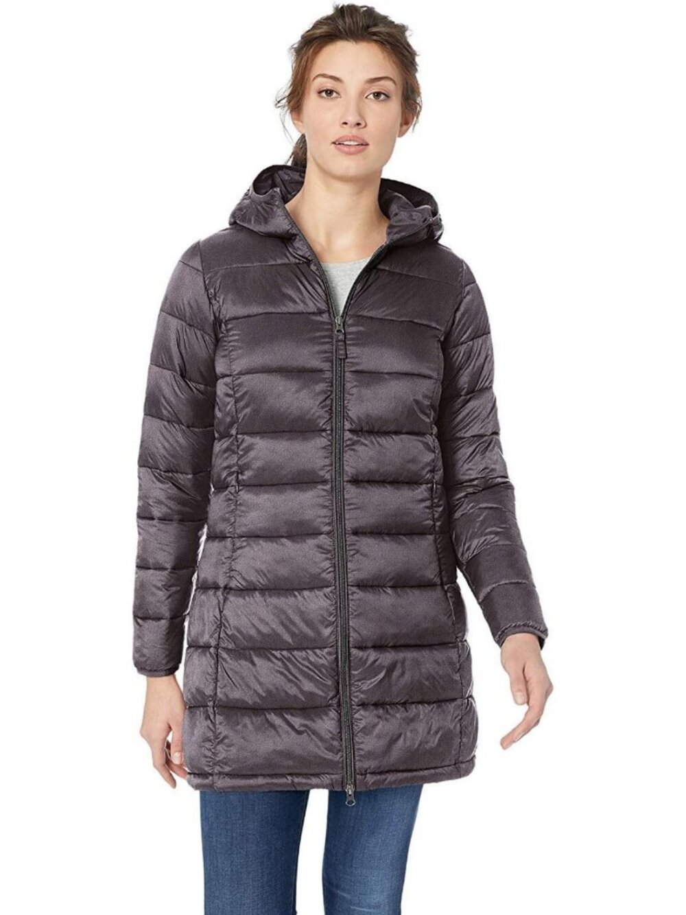 Lightweight Water-Resistant Packable Hooded Puffer Coat - Plus Size Available